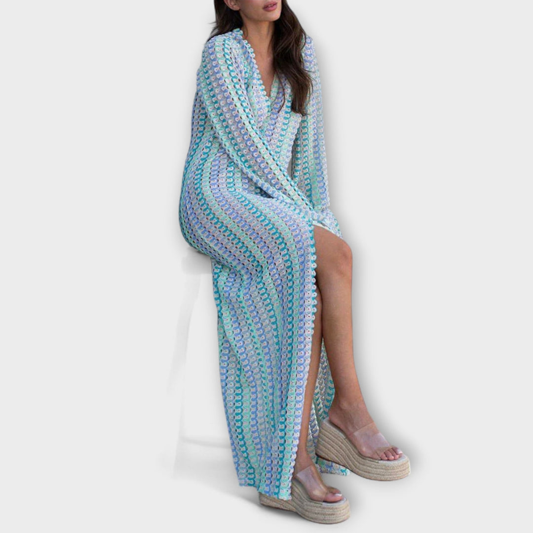 Elina – Robe maxi avec décolleté en V et ambiance de vacances