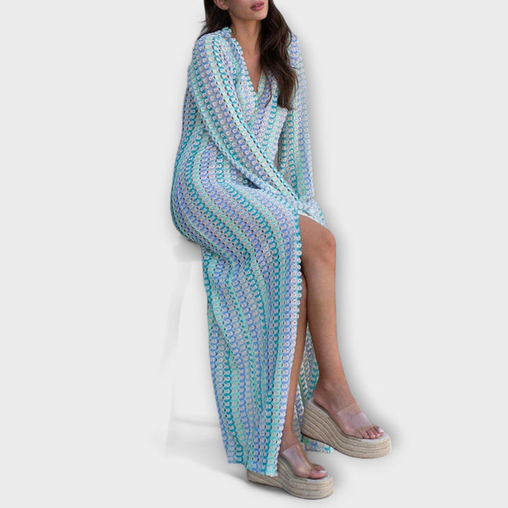 Elina – Robe maxi avec décolleté en V et ambiance de vacances