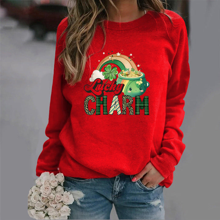 Sweatshirt pour femmes avec motif de chance créatif