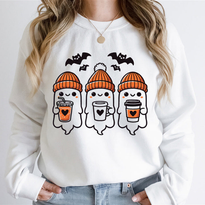 Sweatshirt pour femmes avec un design de fantômes joyeux et une coupe confortable