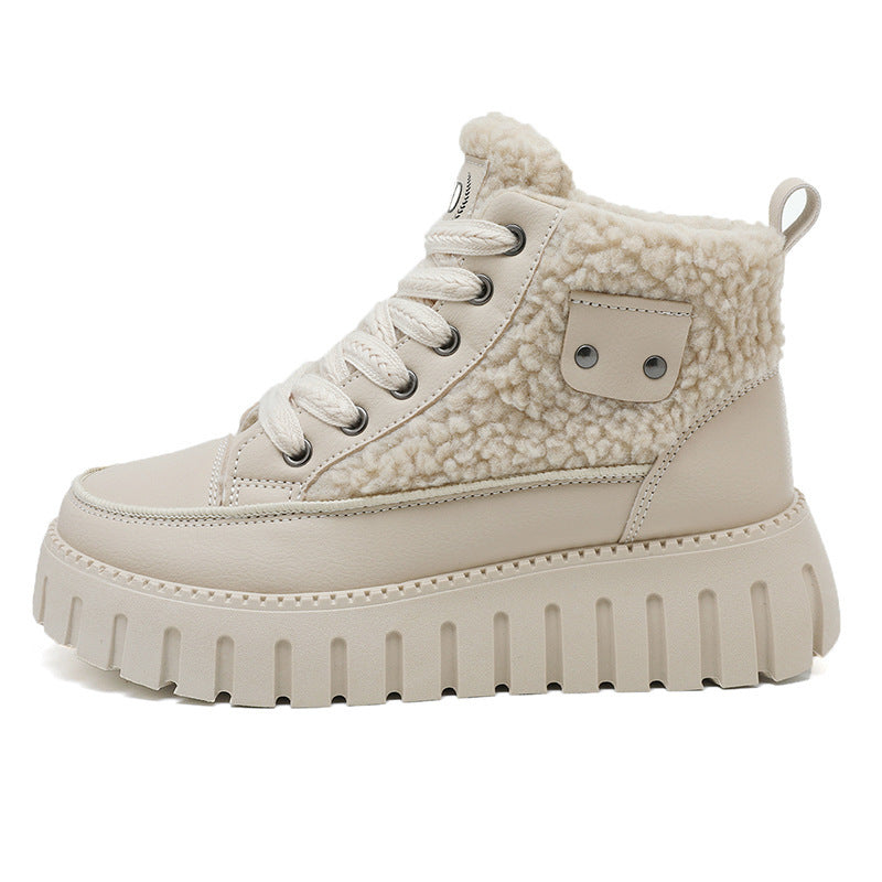 Baskets montantes d'hiver pour femmes avec doublure douillette et accents tendance
