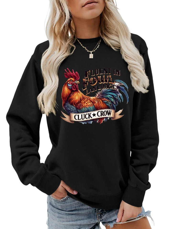 Sweatshirt pour femmes avec un motif humoristique de poulet et une coupe confortable