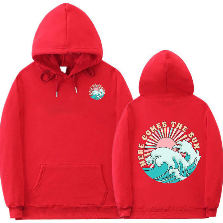 Sweat à capuche pour femmes avec motif de vagues artistiques et impression inspirante