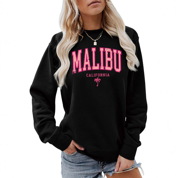Sweatshirt pour femmes avec inscription Malibu enjouée et coupe décontractée