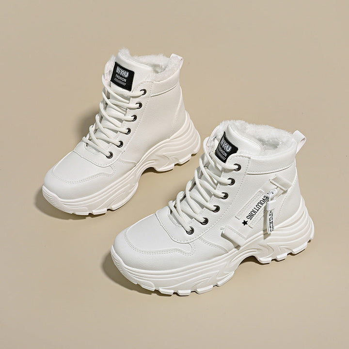 Baskets montantes à la mode pour femmes avec fermeture éclair tendance et doublure intérieure confortable