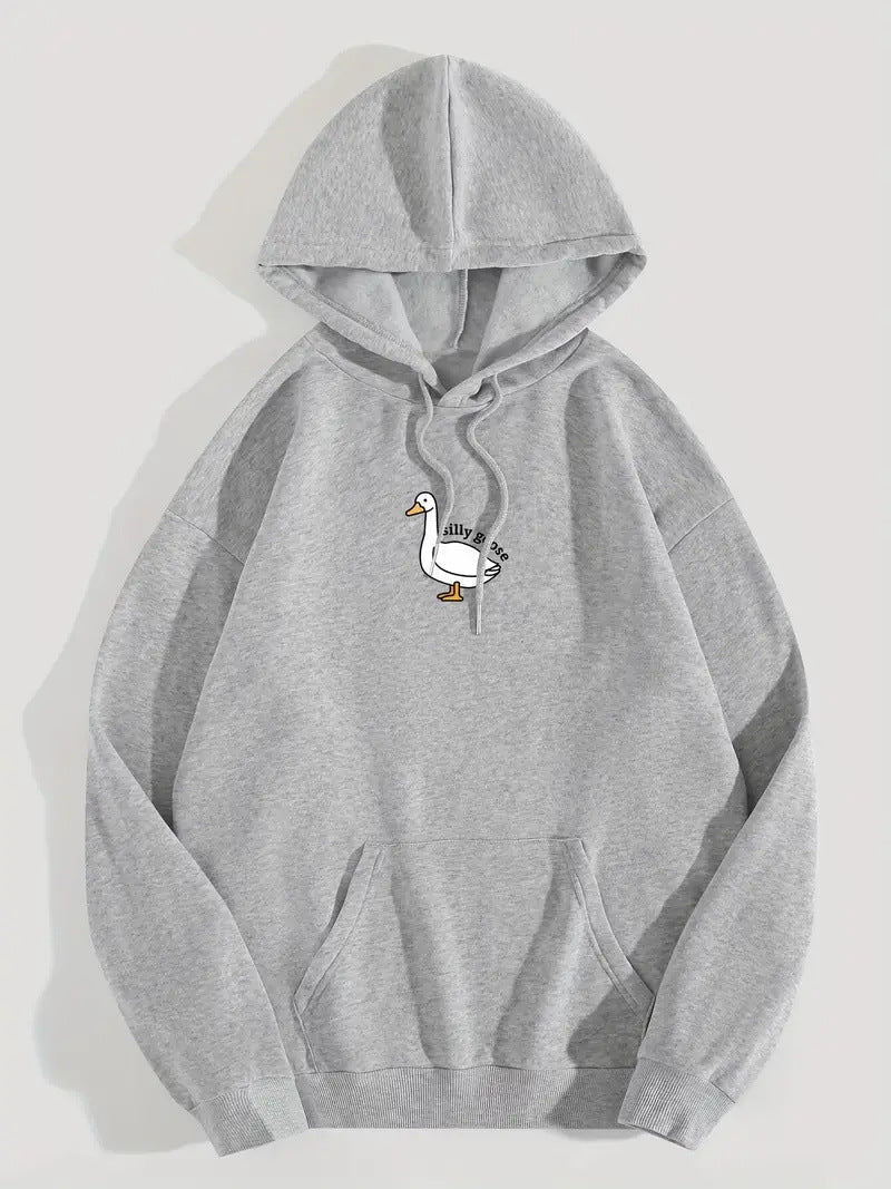 Sweat à capuche pour femmes avec un motif de canard créatif et intérieur en molleton doux