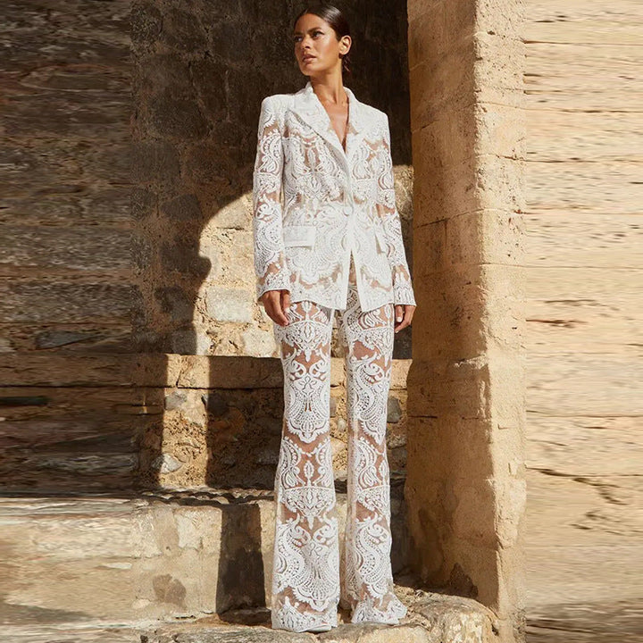 Blazer et pantalons en maille pour femmes