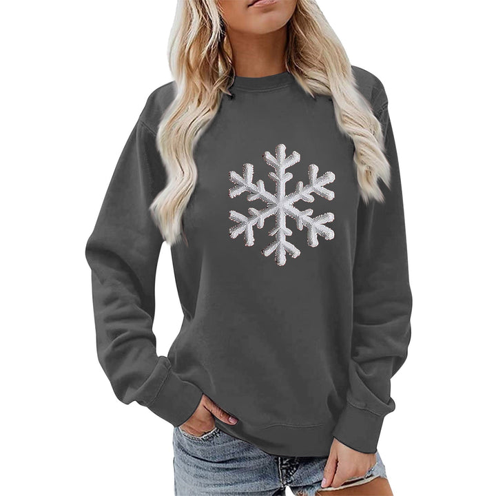 Sweatshirt pour femmes avec motif de flocon de neige scintillant et coupe décontractée