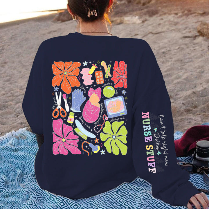 Sweatshirt pour femmes avec design graphique coloré et motif original sur les soins