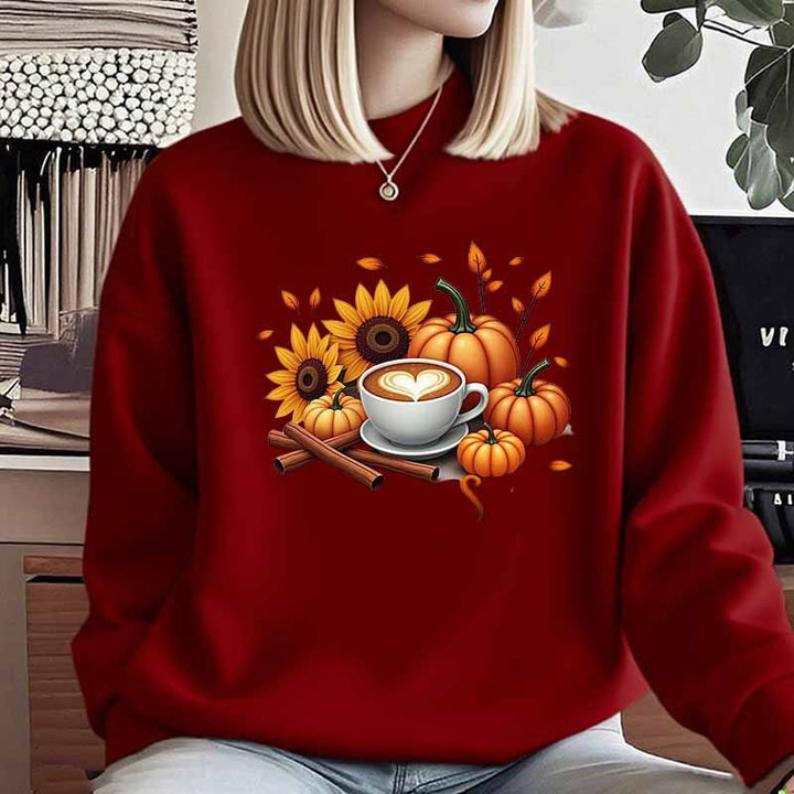 Sweatshirt pour femmes avec motif automnal et impression spéciale
