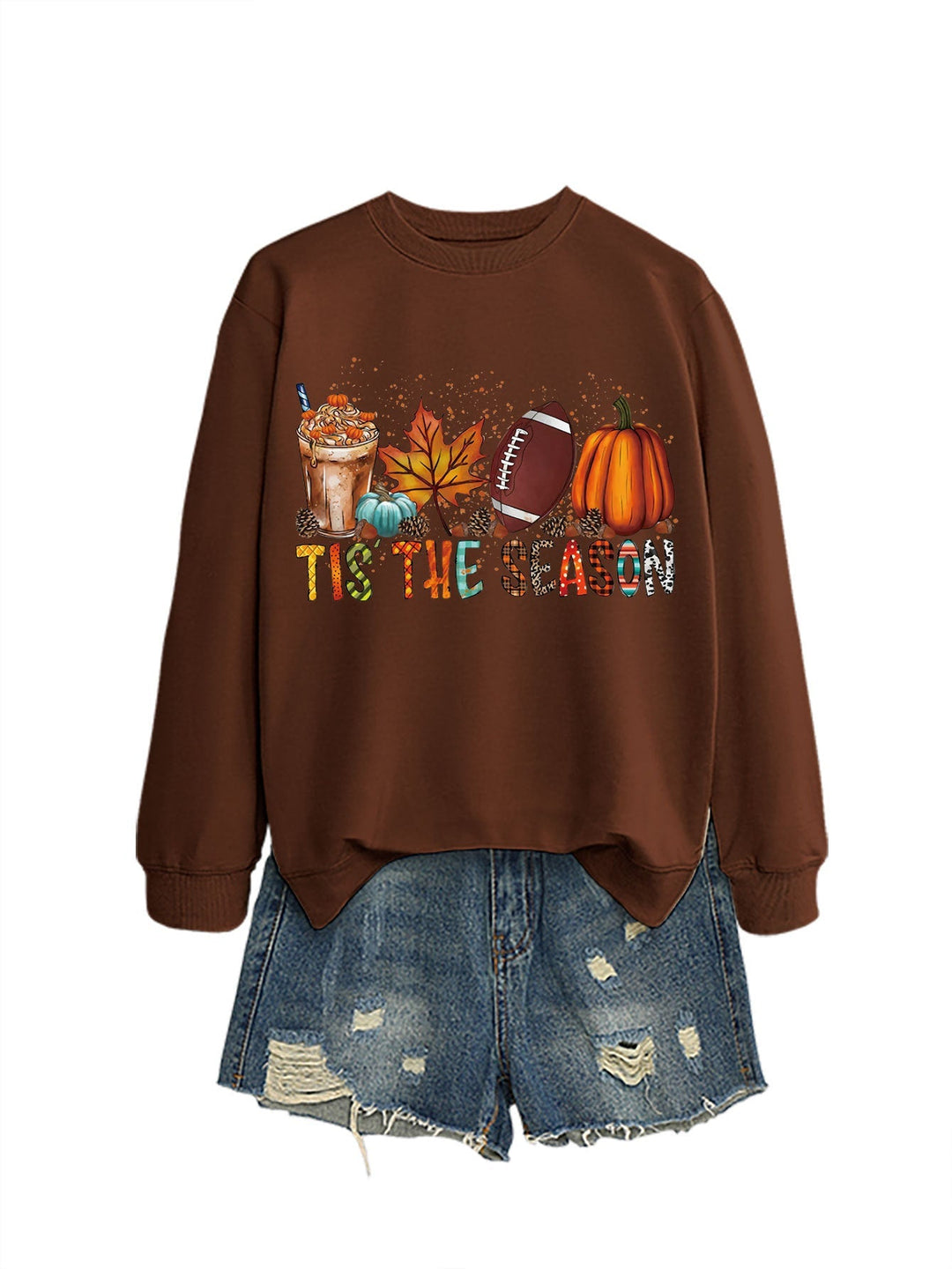 Sweatshirt pour femmes avec motif automnal et coupe décontractée