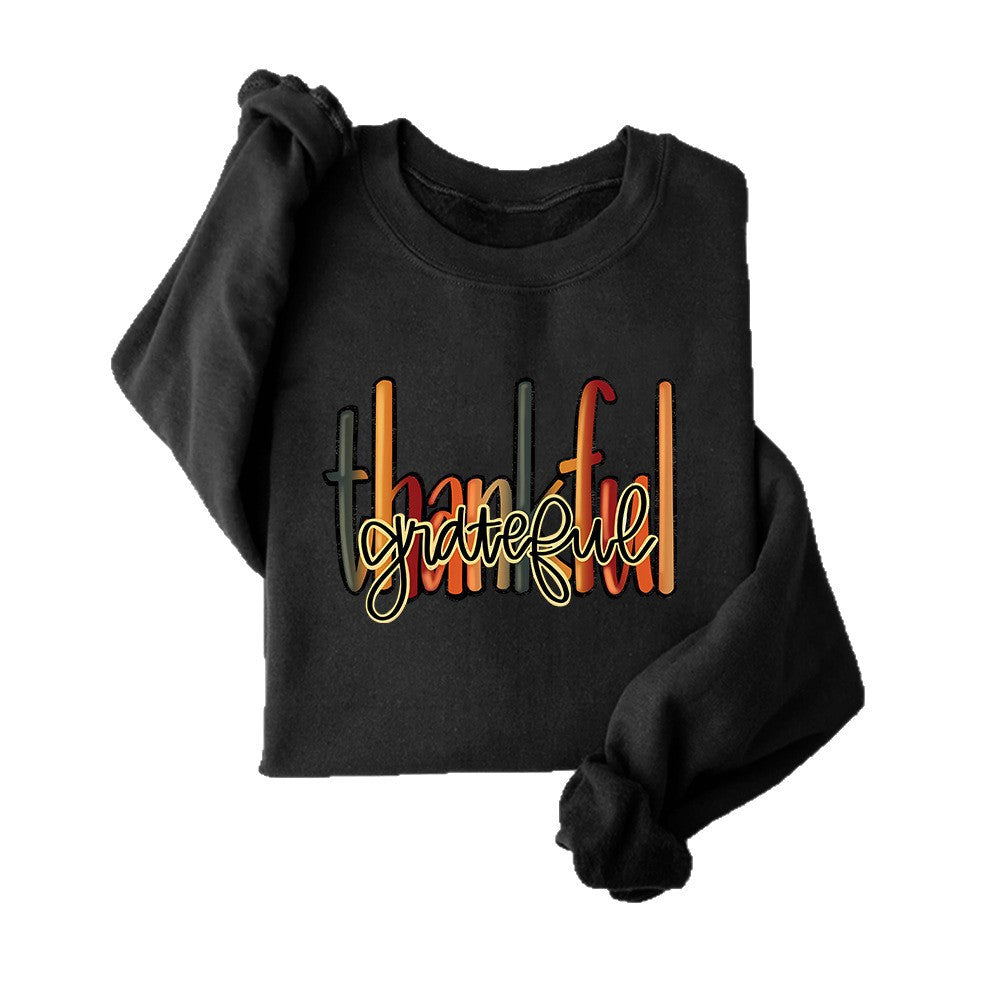 Sweatshirt pour femmes avec un écriture créative "thankful" et une coupe confortable