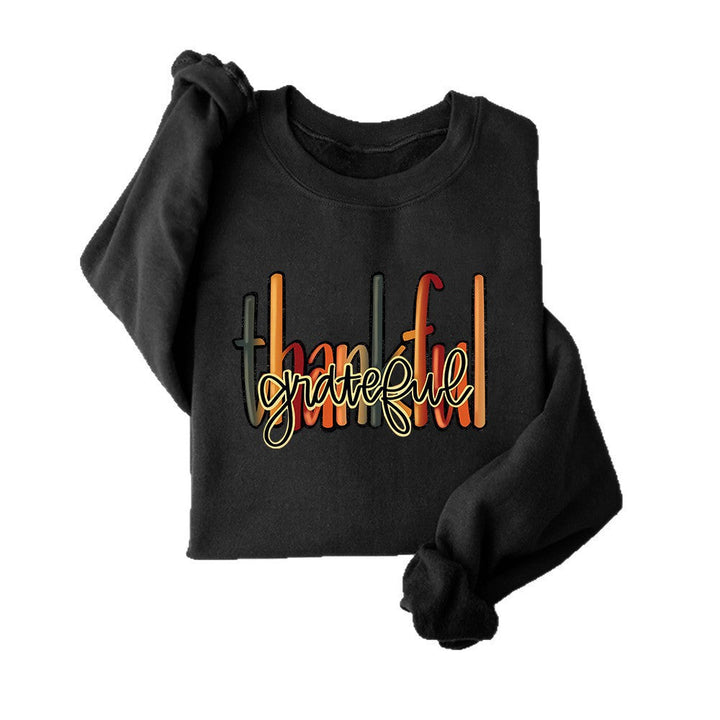 Sweatshirt pour femmes avec un écriture créative "thankful" et une coupe confortable