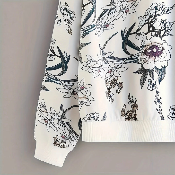 Sweatshirt pour femmes avec impression florale et coupe décontractée