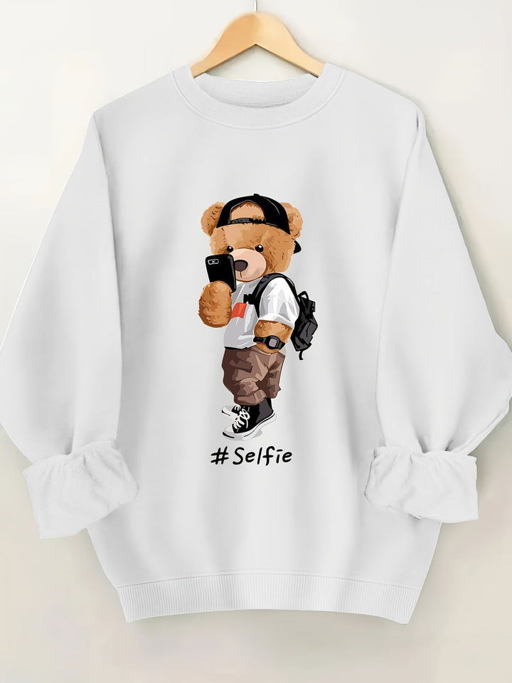 Sweatshirt pour femmes avec design artistique d'ours et coupe décontractée