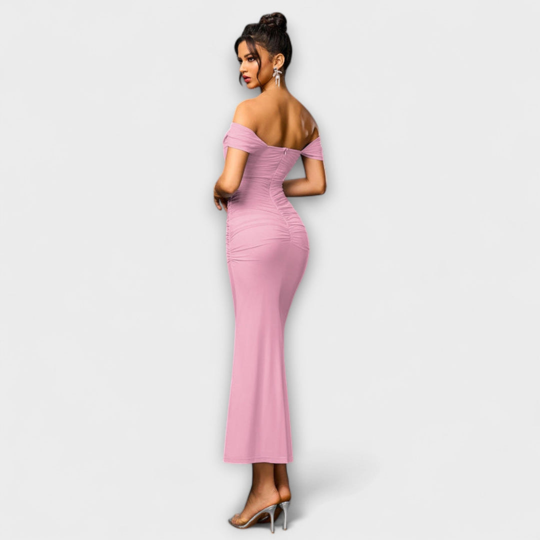 Ione - Robe Bodycon à Volants Off-Shoulder