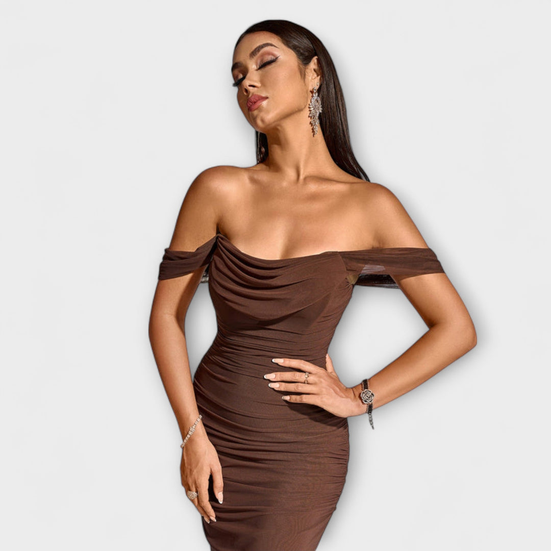 Ione - Robe Bodycon à Volants Off-Shoulder