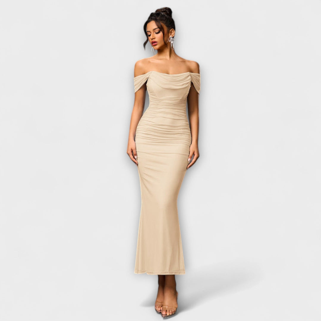 Ione - Robe Bodycon à Volants Off-Shoulder