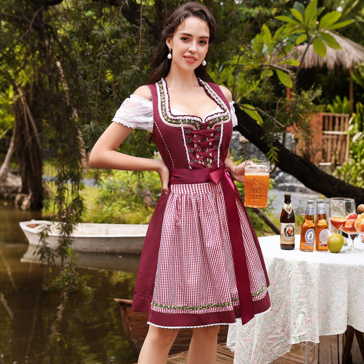 Ensemble Dirndl 3 pièces avec tablier & blouse – Oktoberfest | Robe traditionnelle pour les occasions festives