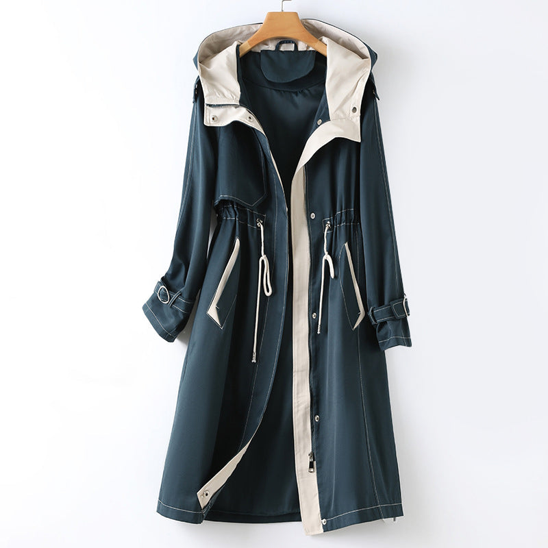 Manteau Trench Long Imperméable pour Femmes | Avec Capuche