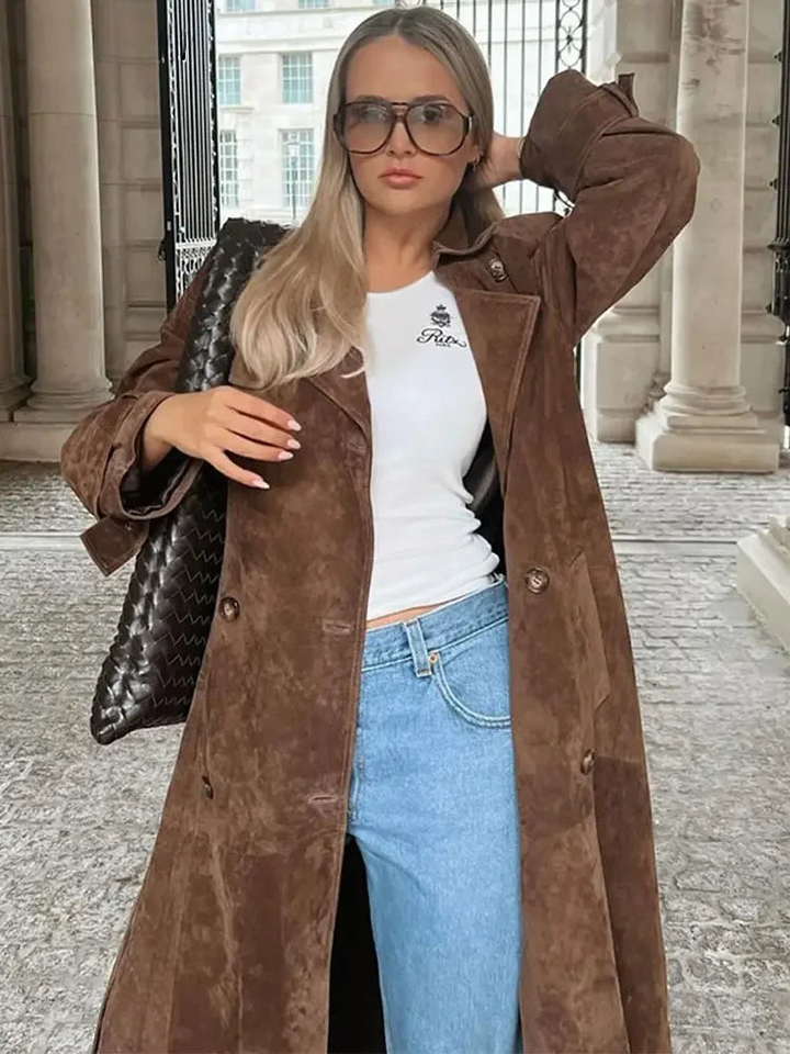 Bozena | Manteau Long pour Femme au Design Faux Intemporel