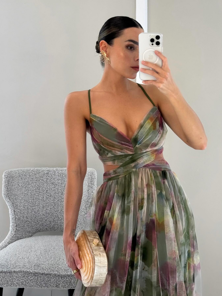 ROBE MAXI CÉLESTE AU COUCHER DU SOLEIL
