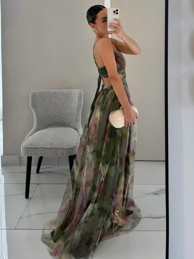 ROBE MAXI CÉLESTE AU COUCHER DU SOLEIL