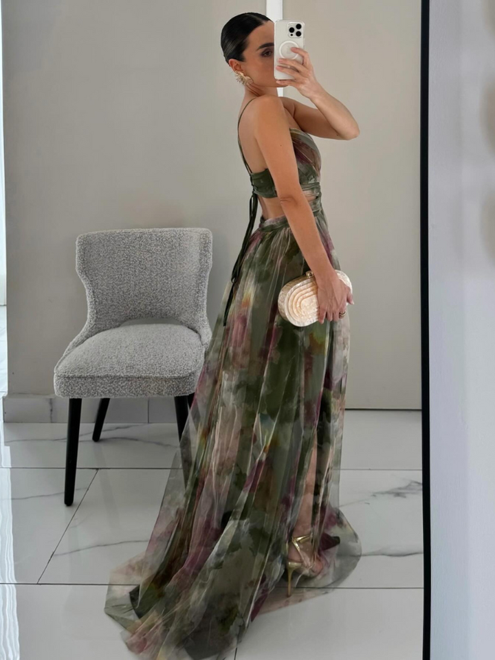 ROBE MAXI CÉLESTE AU COUCHER DU SOLEIL
