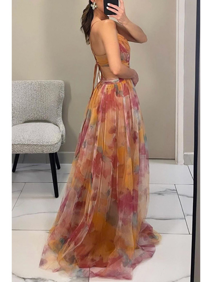 ROBE MAXI CÉLESTE AU COUCHER DU SOLEIL