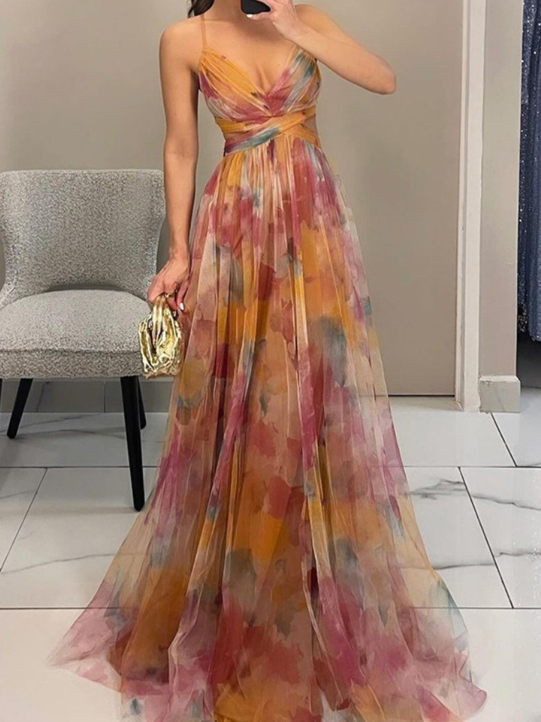 ROBE MAXI CÉLESTE AU COUCHER DU SOLEIL