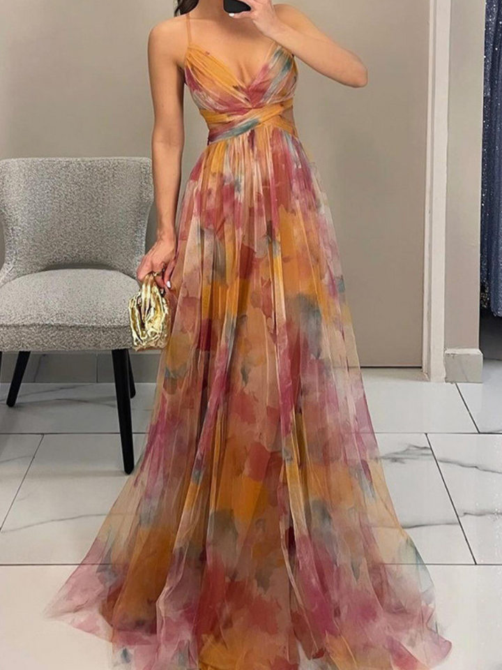 ROBE MAXI CÉLESTE AU COUCHER DU SOLEIL