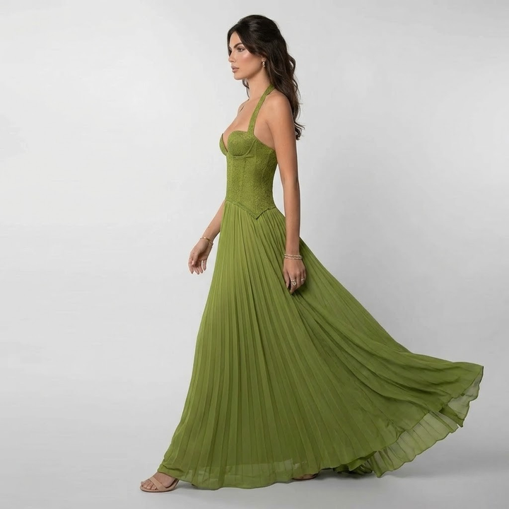 Gaia | Robe en Dentelle pour Femmes avec Jupe Plissée Maxi – Robe Maxi en Dentelle Plissée Élégante 2026