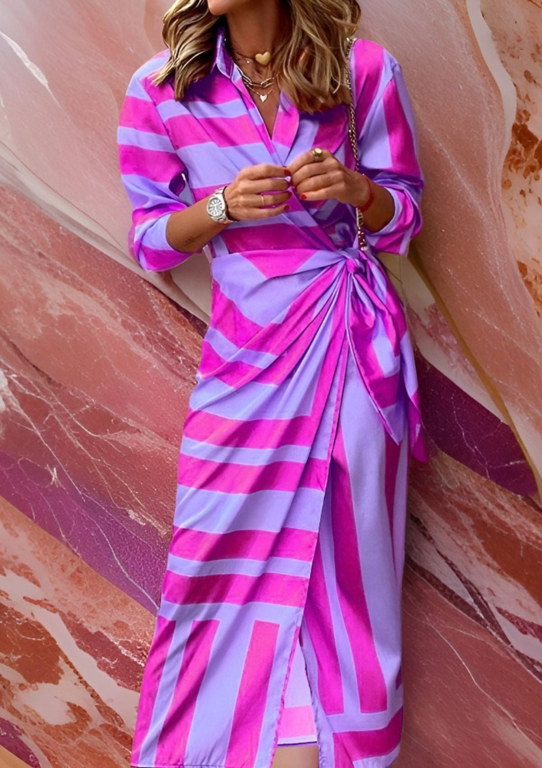 Olivia – Robe chemise ajustée avec motif