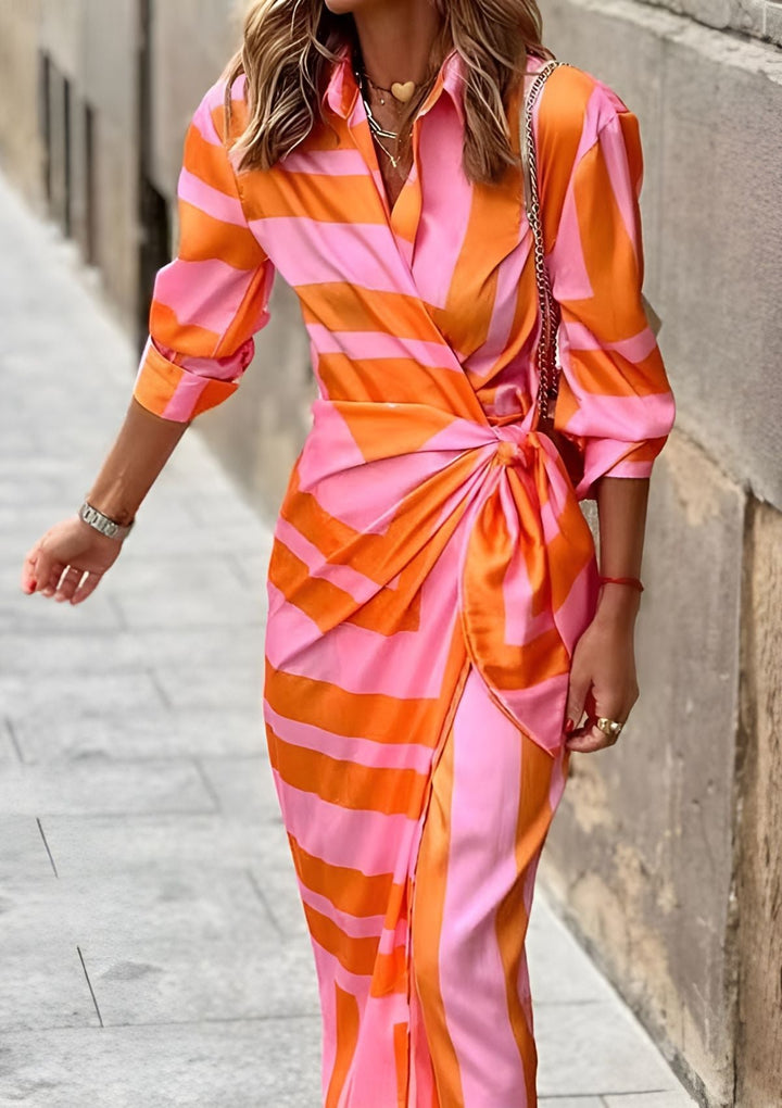 Olivia – Robe chemise ajustée avec motif