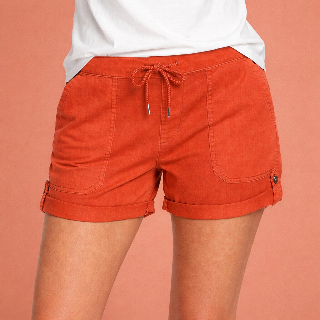 Shorts décontractés pour femmes avec cordon de serrage et ourlet retourné | Zelina
