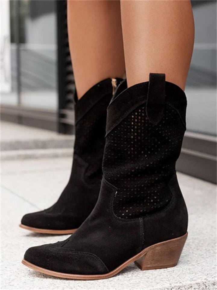 Bottes de Cowboy Blanches Orthopédiques pour Femmes avec Talon Plat et Support de Voûte