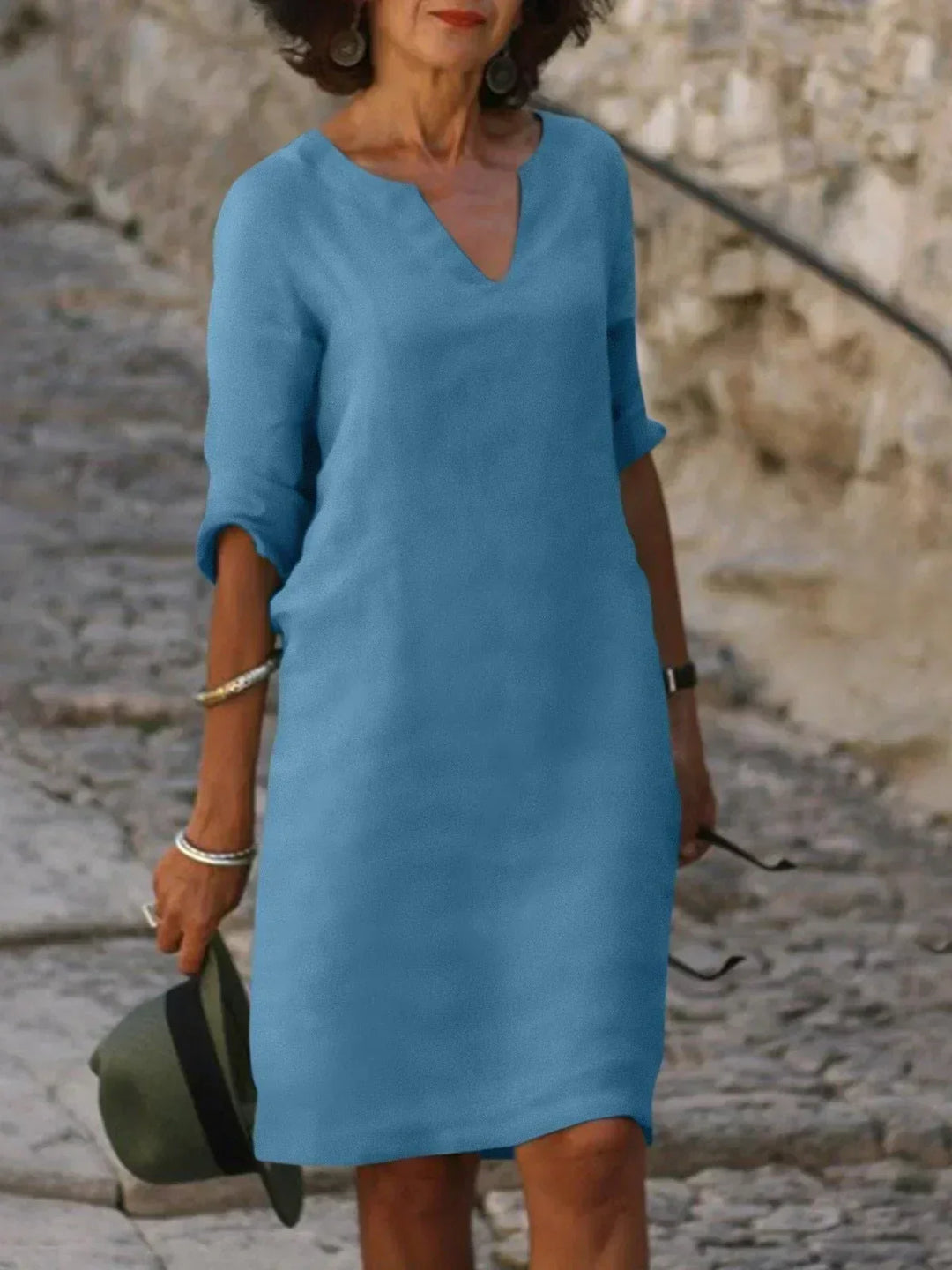 Julia | Robe Midi Casual Femme avec Couverture du Ventre