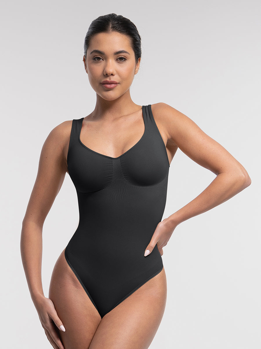 Body sculptant avec décolleté en U et string