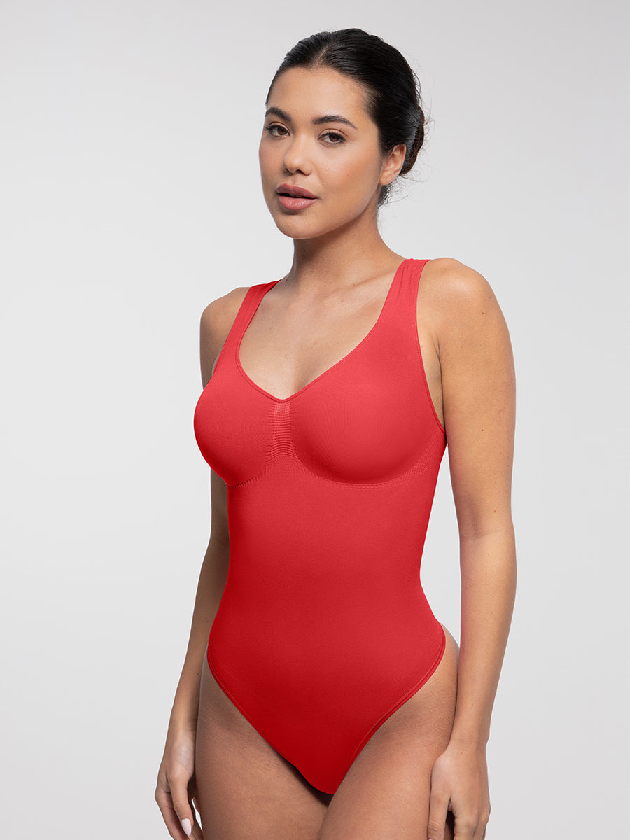 Body sculptant avec décolleté en U et string