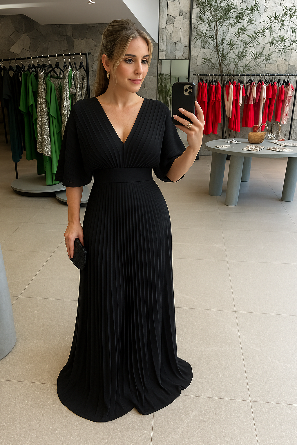 Paya | Robe midi élégante avec décolleté en V