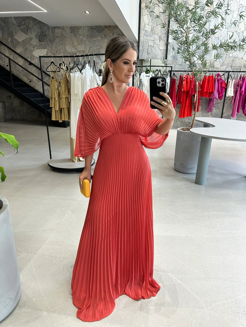 Paya | Robe midi élégante avec décolleté en V
