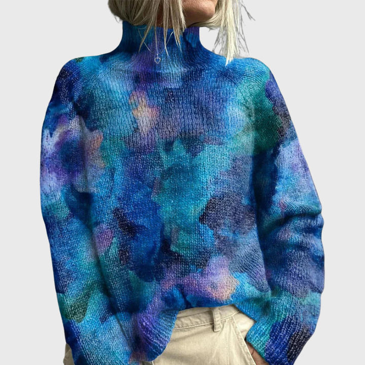 Jacqueline | Pull Femme Avec Imprimé Forestier Et Col Roulé