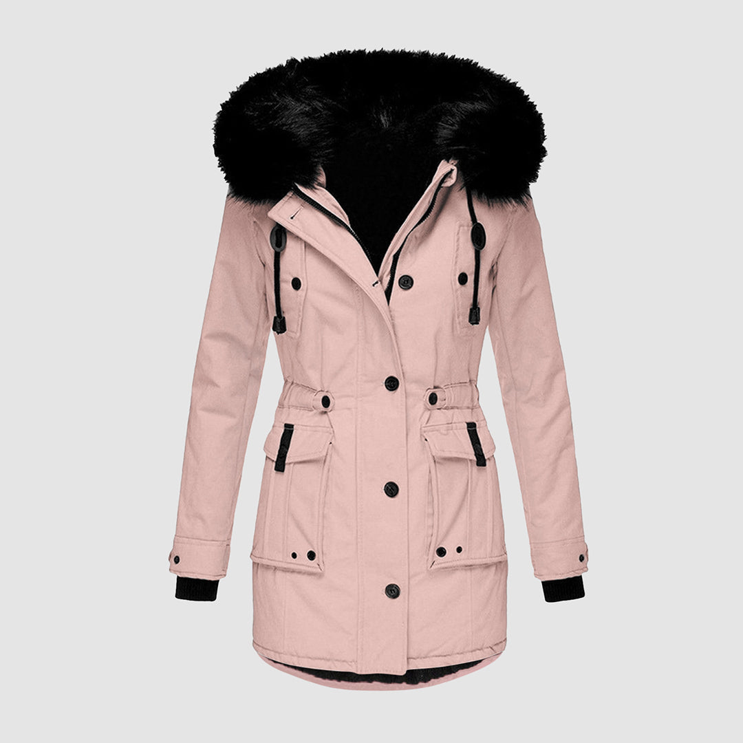 Veste d'hiver Femme Doublée Avec Capuche | Veste à Fermeture Éclair Avec Poches