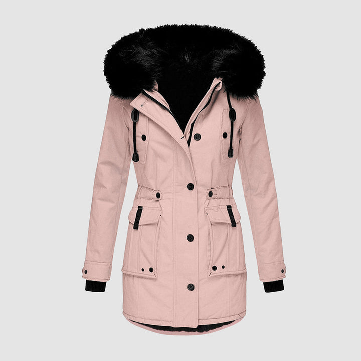 Veste d'hiver Femme Doublée Avec Capuche | Veste à Fermeture Éclair Avec Poches