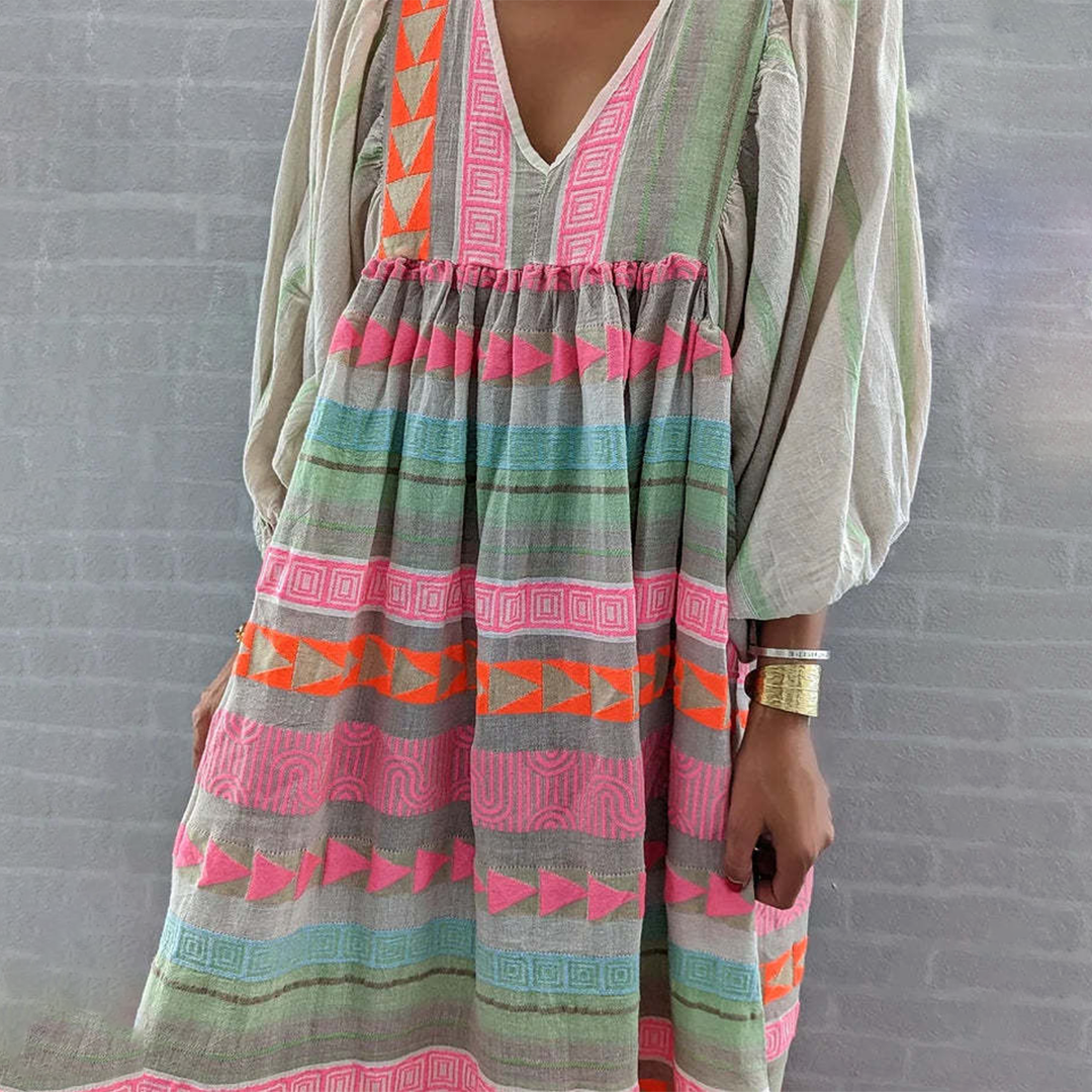 Ziggy - Robe maxi avec manches bouffantes et décolleté en V nostalgique