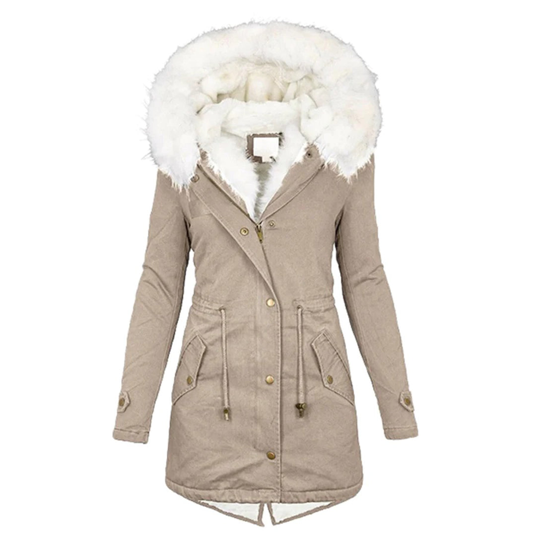Veste d'hiver Femme Longue Avec Capuche | Parka Avec Fermeture Éclair et Cordon de Serrage