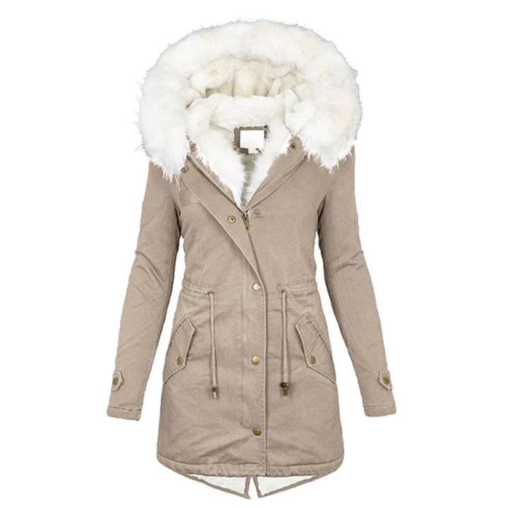 Veste d'hiver femme longue avec capuche | Parka avec fermeture éclair et cordon de serrage