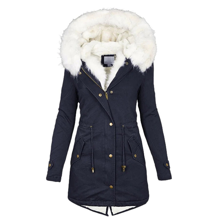 Veste d'hiver femme longue avec capuche | Parka avec fermeture éclair et cordon de serrage
