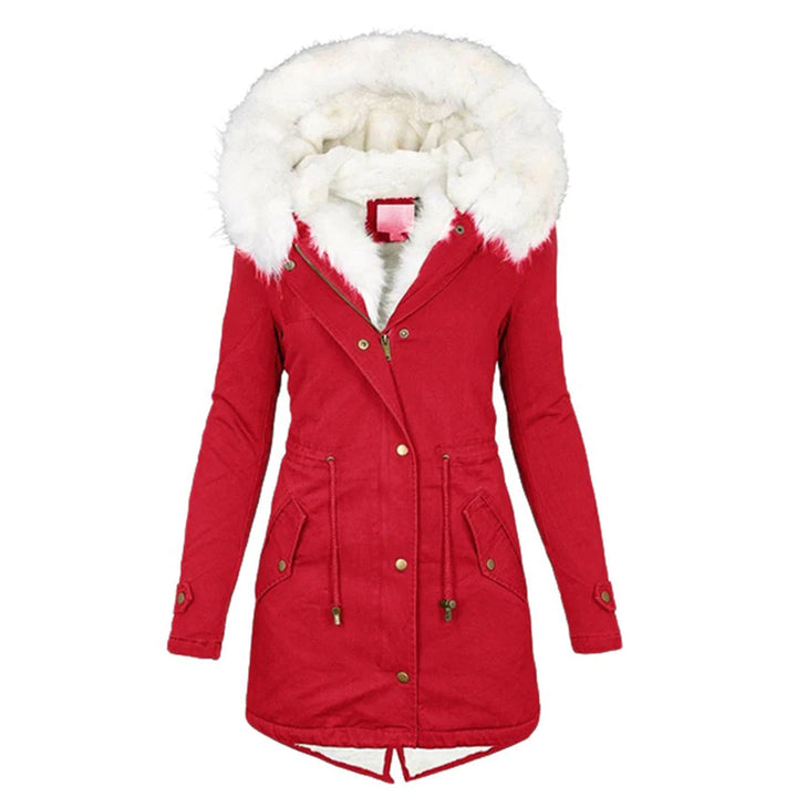 Veste d'hiver femme longue avec capuche | Parka avec fermeture éclair et cordon de serrage