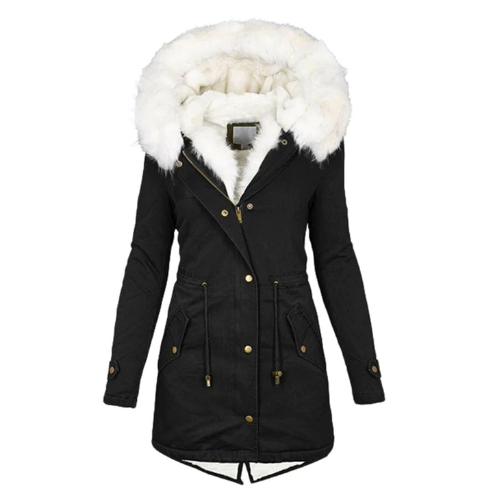 Veste d'hiver femme longue avec capuche | Parka avec fermeture éclair et cordon de serrage